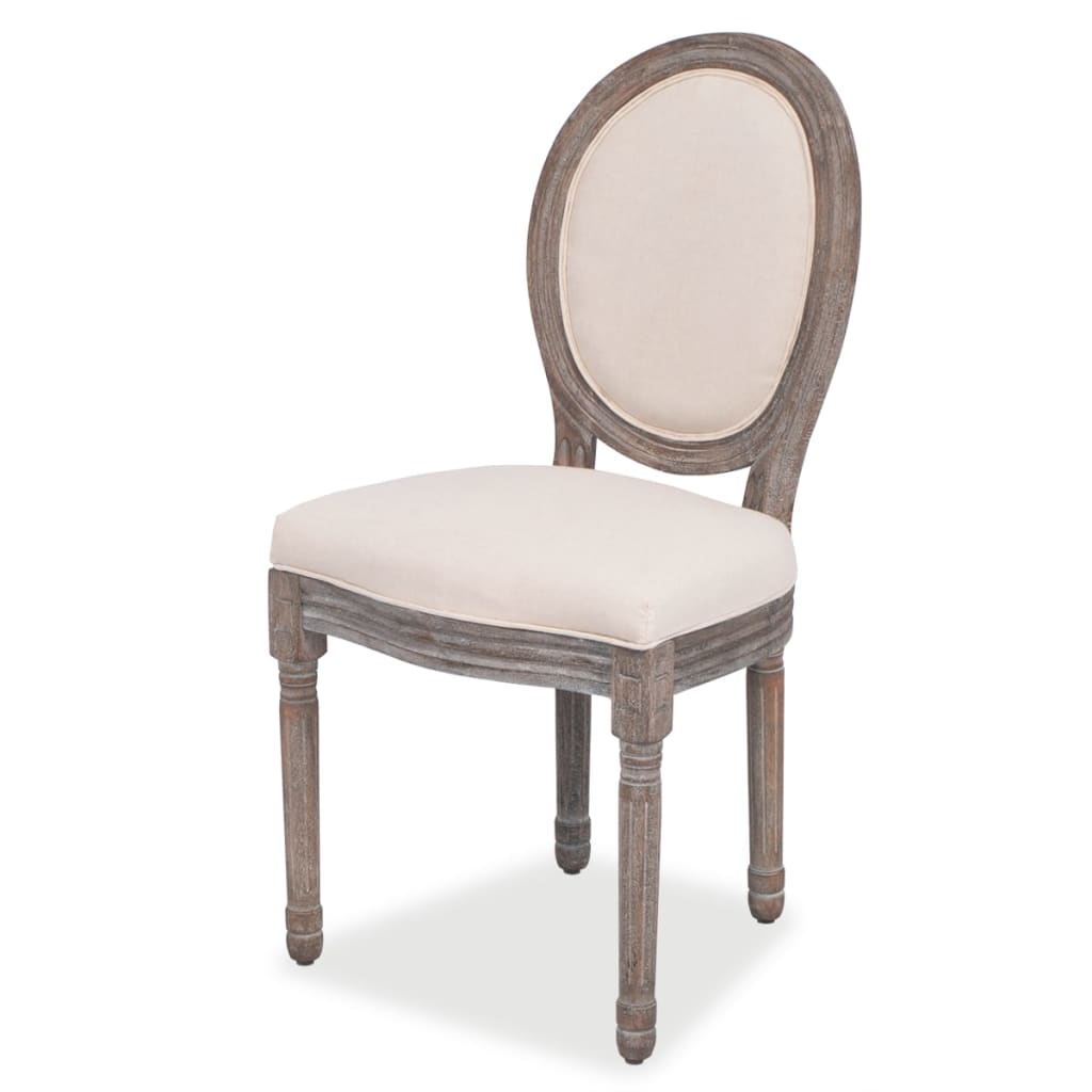 Eetkamerstoelen 4 st stof crèmekleurig – afbeelding 2