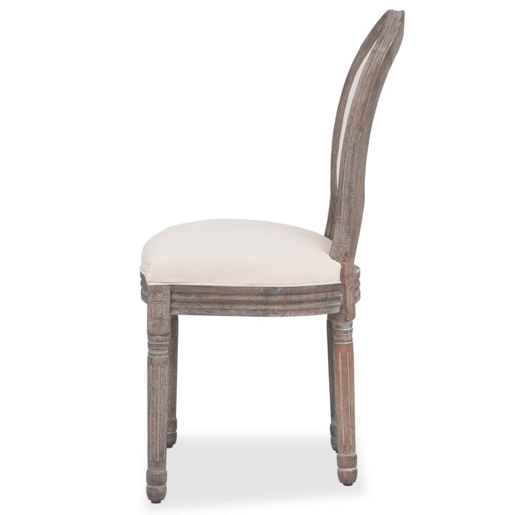 Eetkamerstoelen 4 st stof crèmekleurig – afbeelding 4