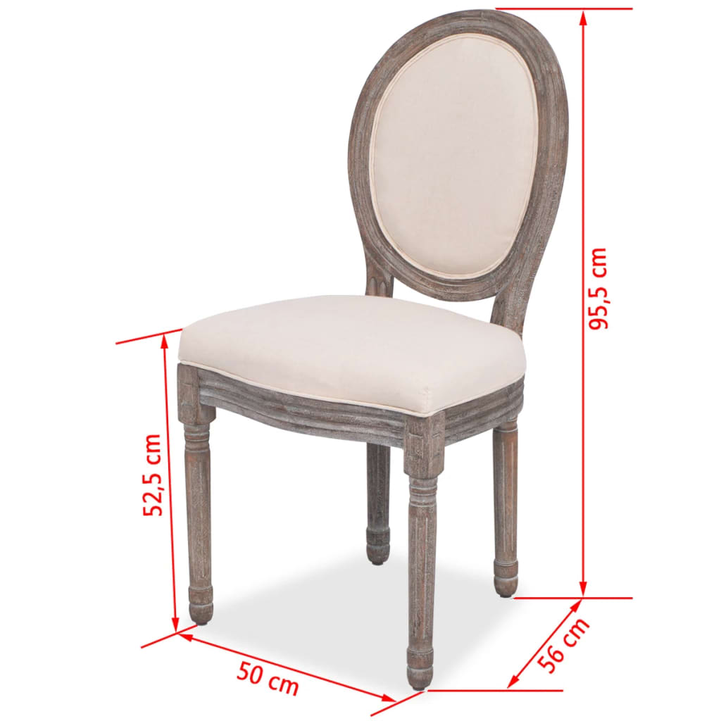 Eetkamerstoelen 4 st stof crèmekleurig – afbeelding 7