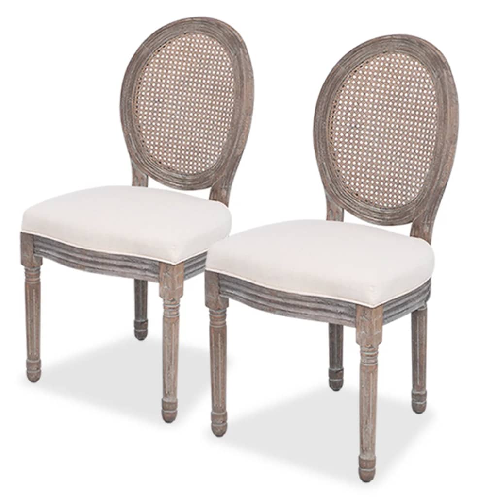 Eetkamerstoelen 2 st stof crèmekleurig