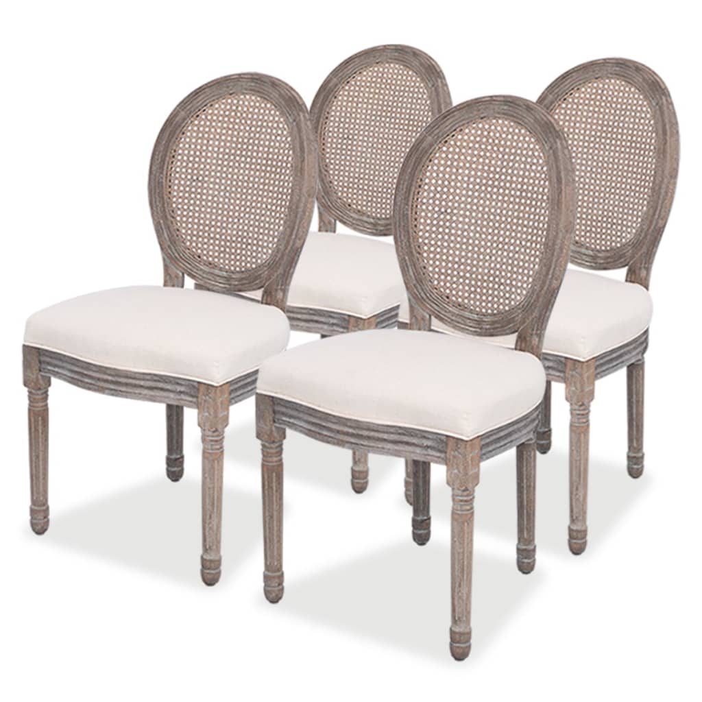 Eetkamerstoelen 4 st stof crèmekleurig – afbeelding 1