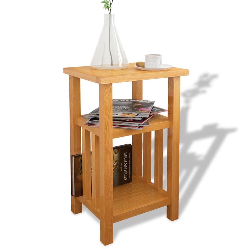 Bijzettafel met tijdschrifthouder 27x35x55 cm massief eikenhout – afbeelding 2