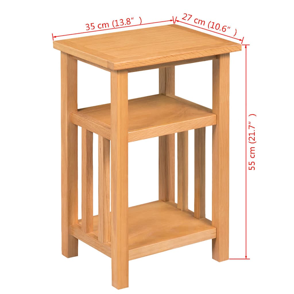 Bijzettafel met tijdschrifthouder 27x35x55 cm massief eikenhout – afbeelding 7