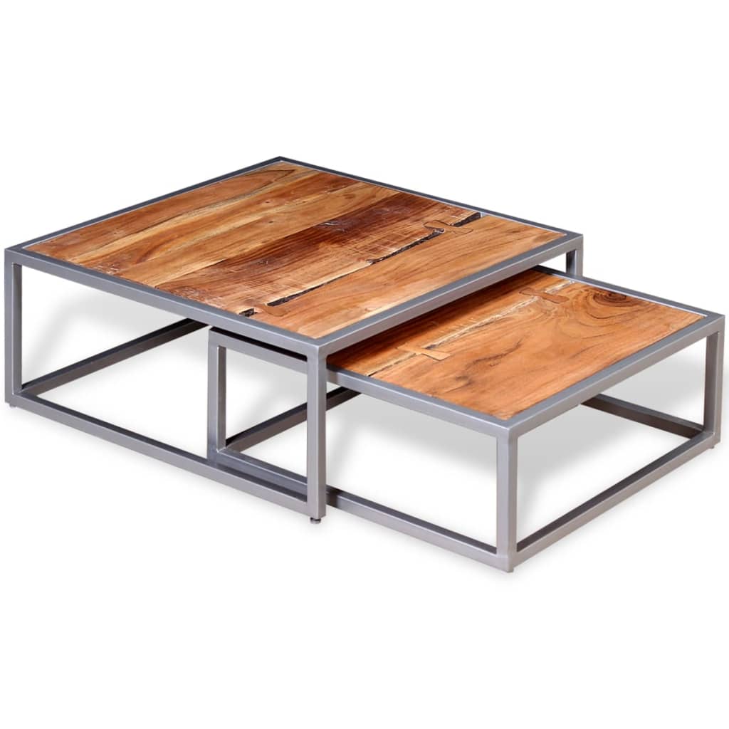 2-delige Salontafelset massief acaciahout – afbeelding 2