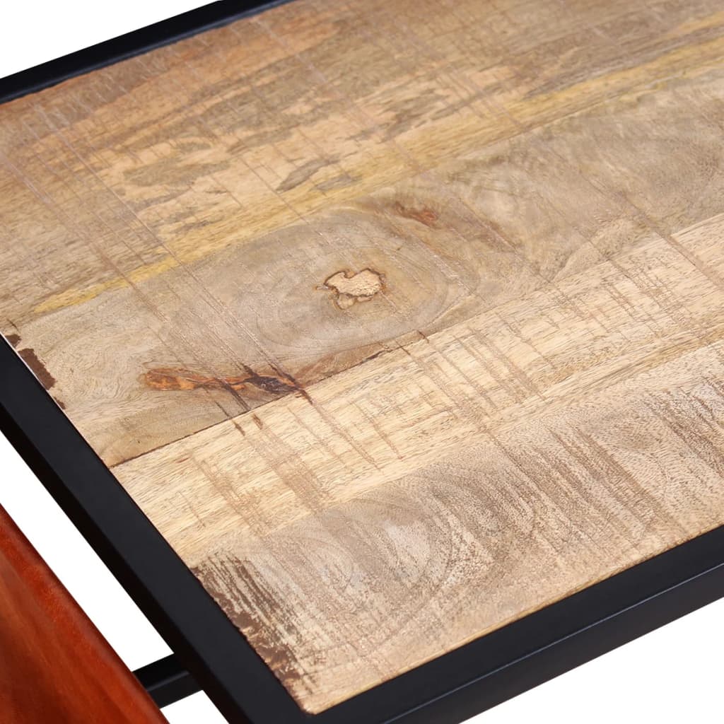 Salontafel met echt lederen tijdschriftenhouder 110x50x45 cm – afbeelding 7