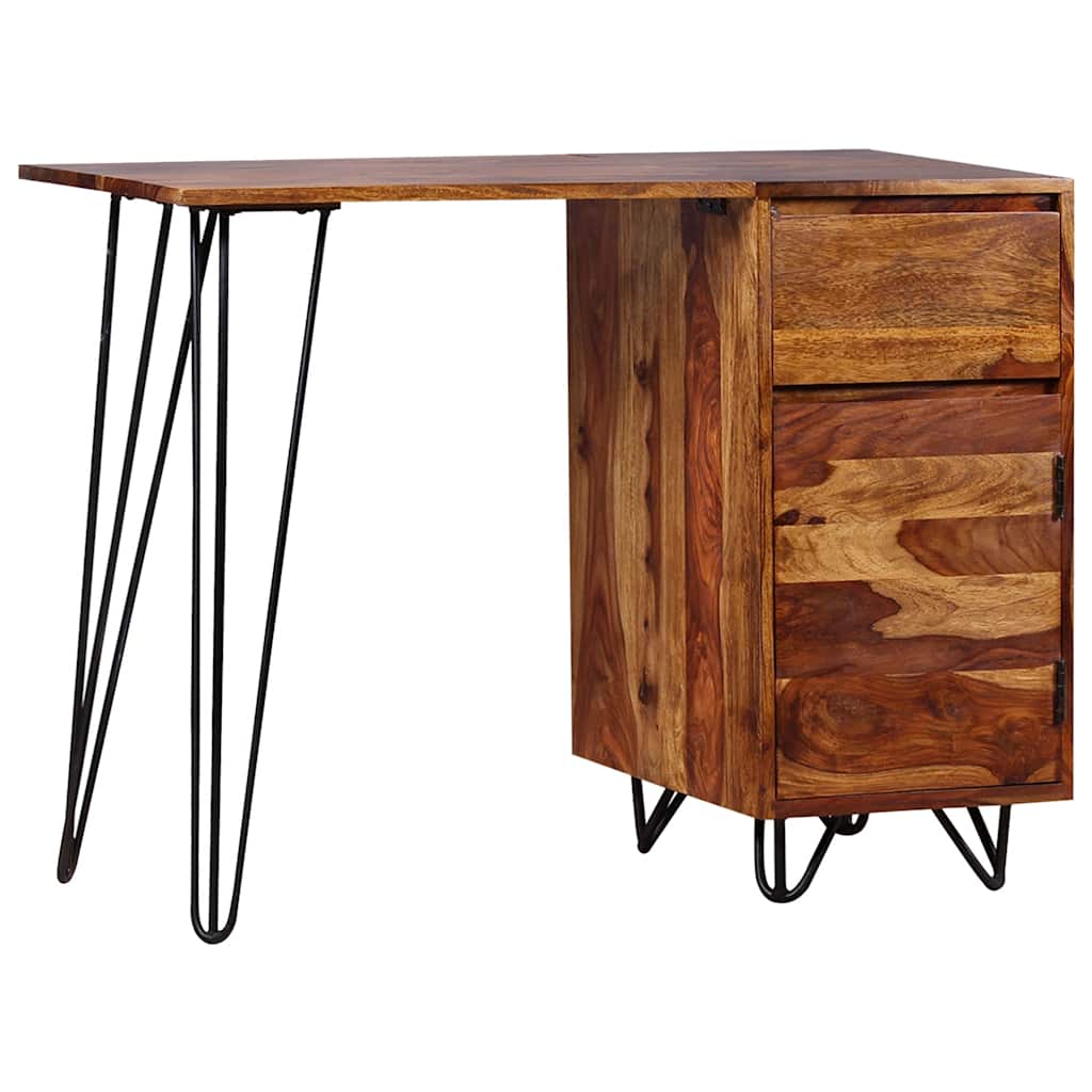 Schrijftafel met 1 lade en 1 kastje massief acaciahout