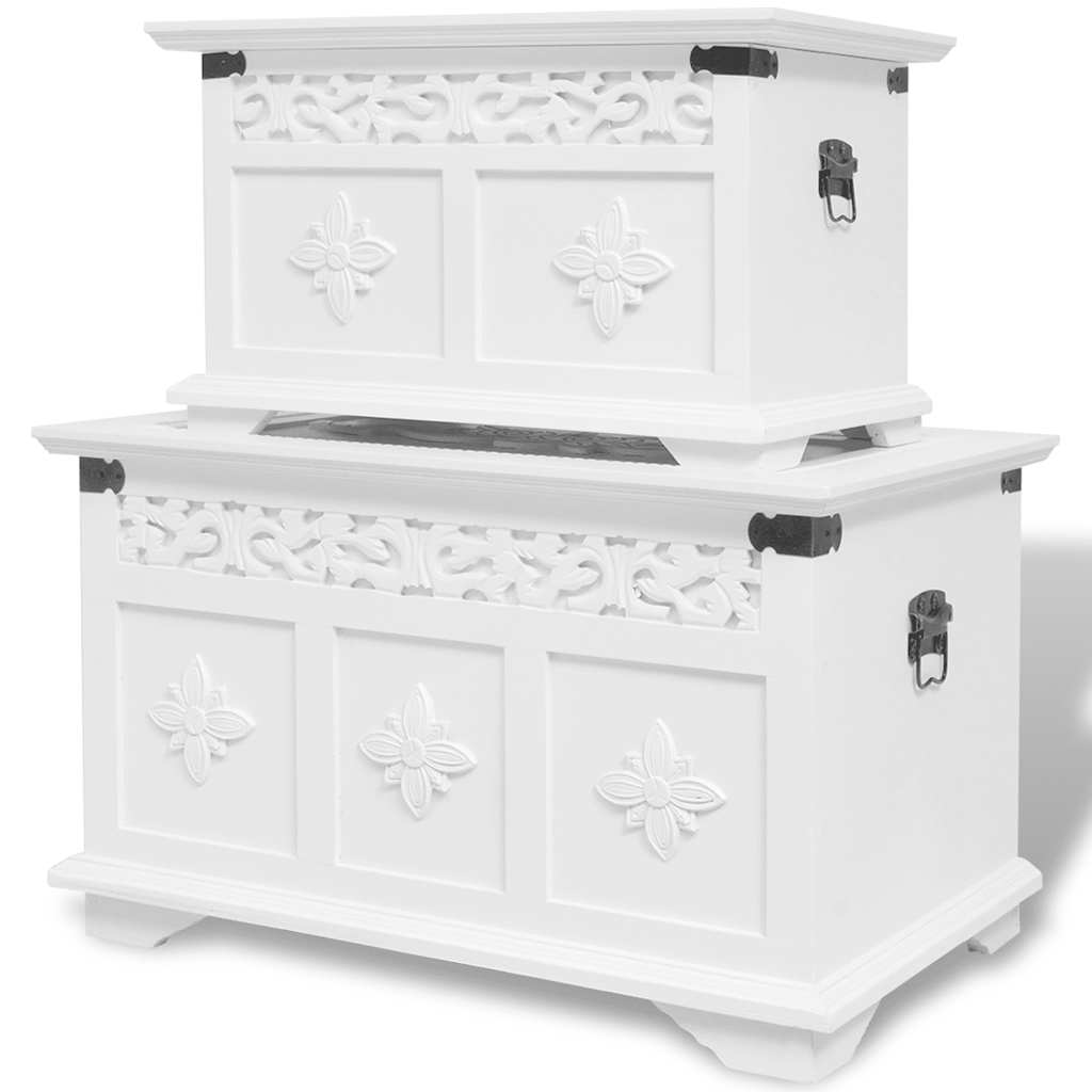 Opbergkisten set wit 2 st