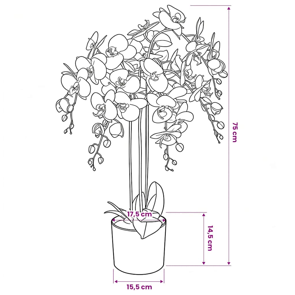 Kunstplant met pot orchidee 75 cm wit – afbeelding 3
