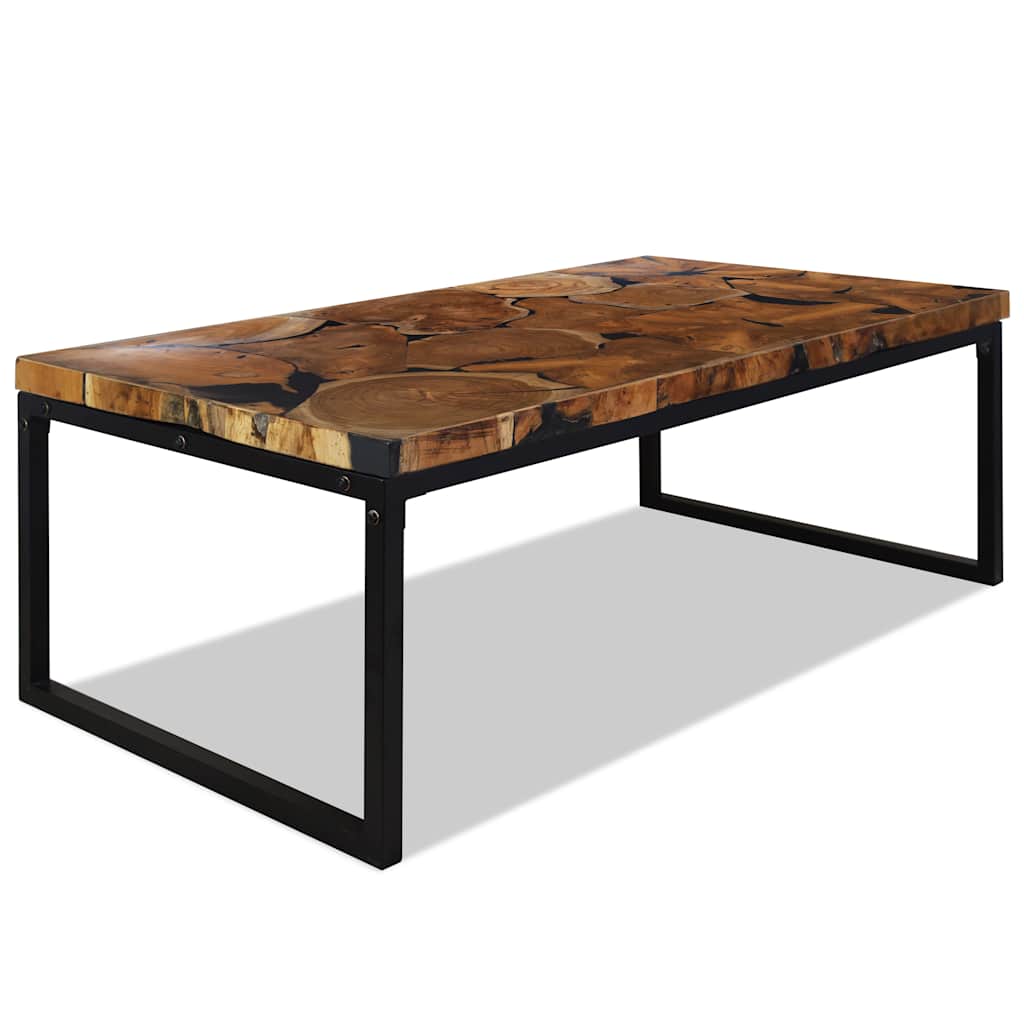 Salontafel 110x60x40 cm teakhout en hars – afbeelding 1