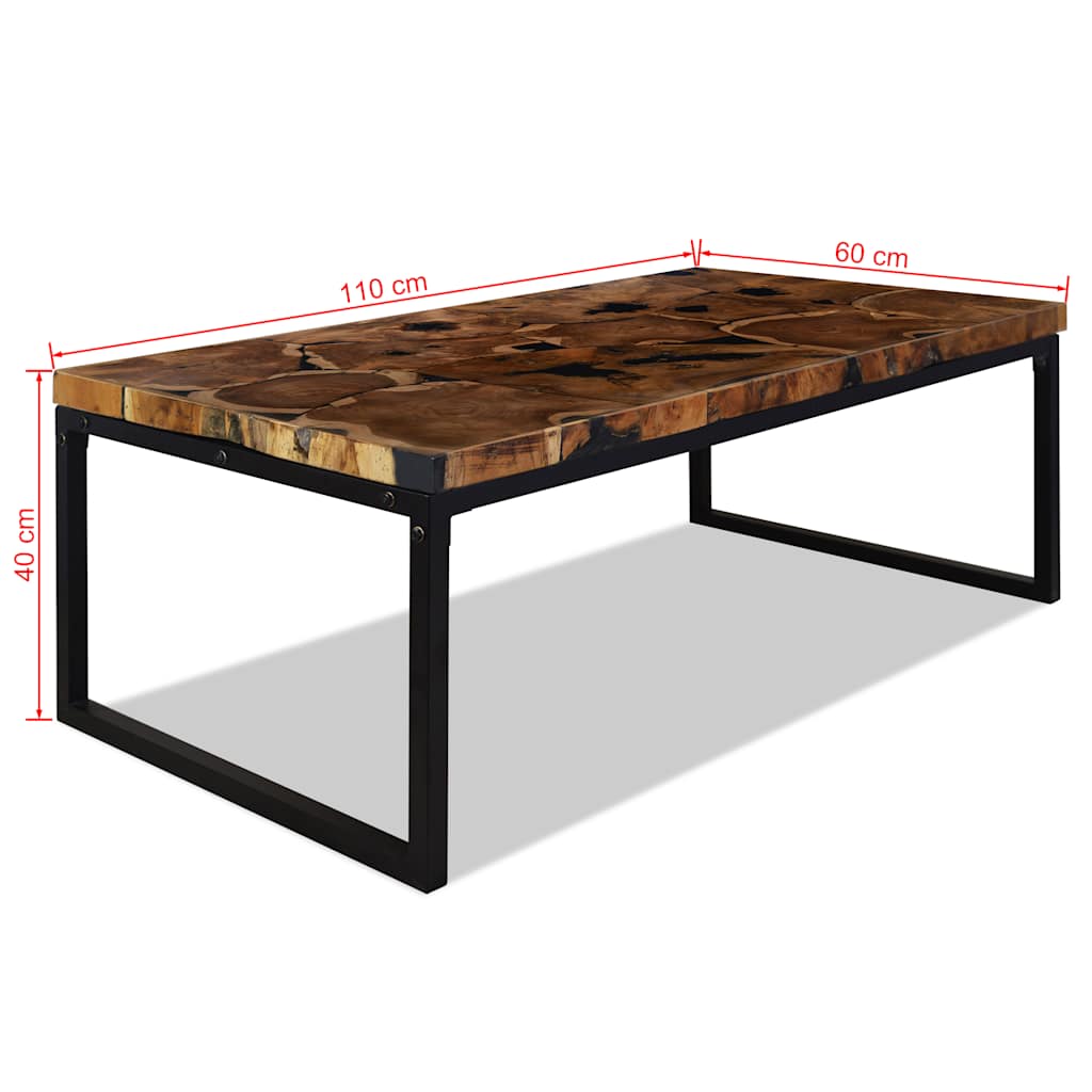 Salontafel 110x60x40 cm teakhout en hars – afbeelding 11