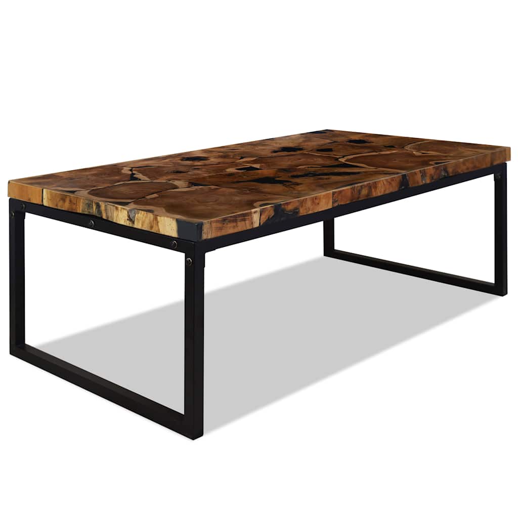 Salontafel 110x60x40 cm teakhout en hars – afbeelding 2