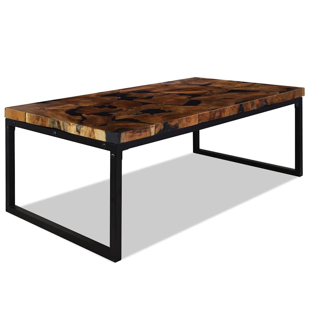 Salontafel 110x60x40 cm teakhout en hars – afbeelding 4