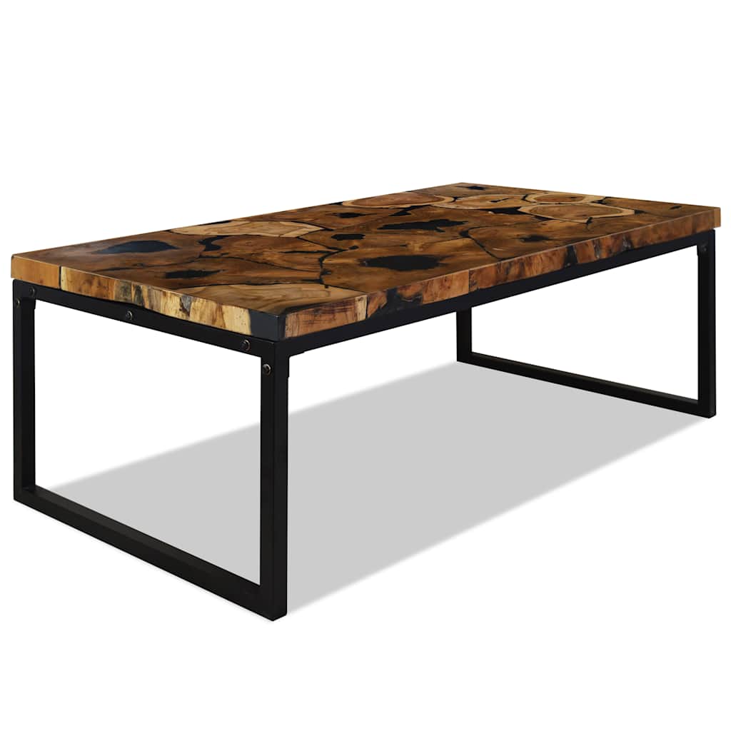 Salontafel 110x60x40 cm teakhout en hars – afbeelding 5