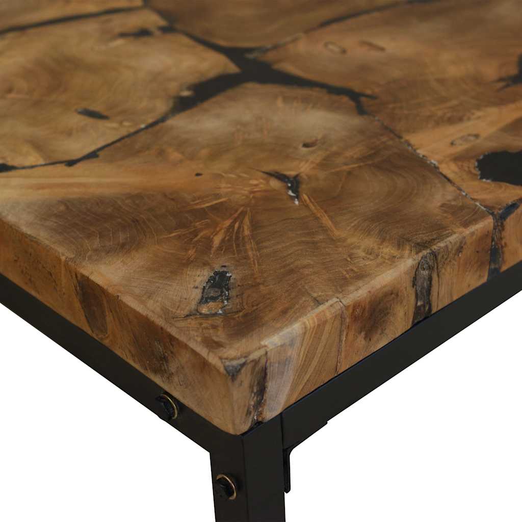 Salontafel 110x60x40 cm teakhout en hars – afbeelding 9