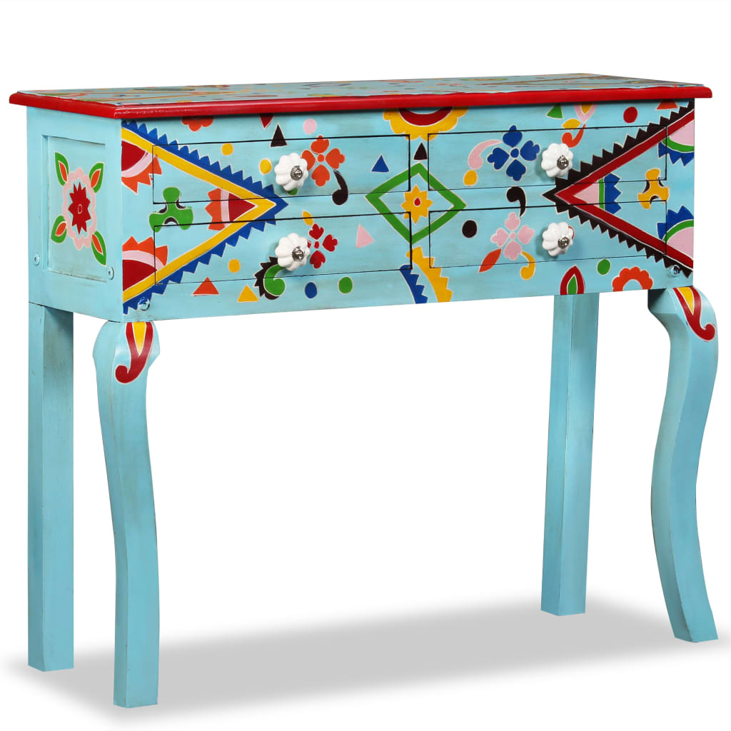 Wandtafel handgeschilderd massief mangohout blauw