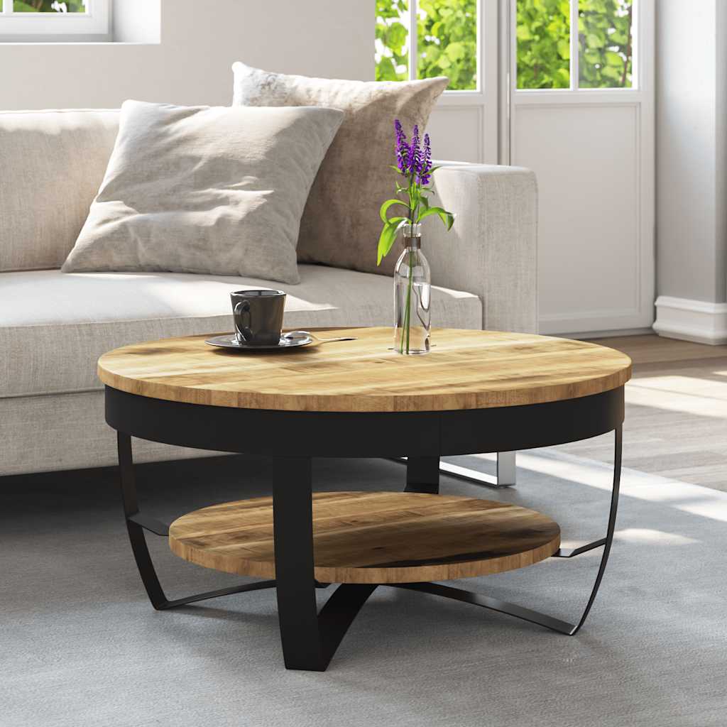 Salontafel 65x32 cm massief ruw mangohout