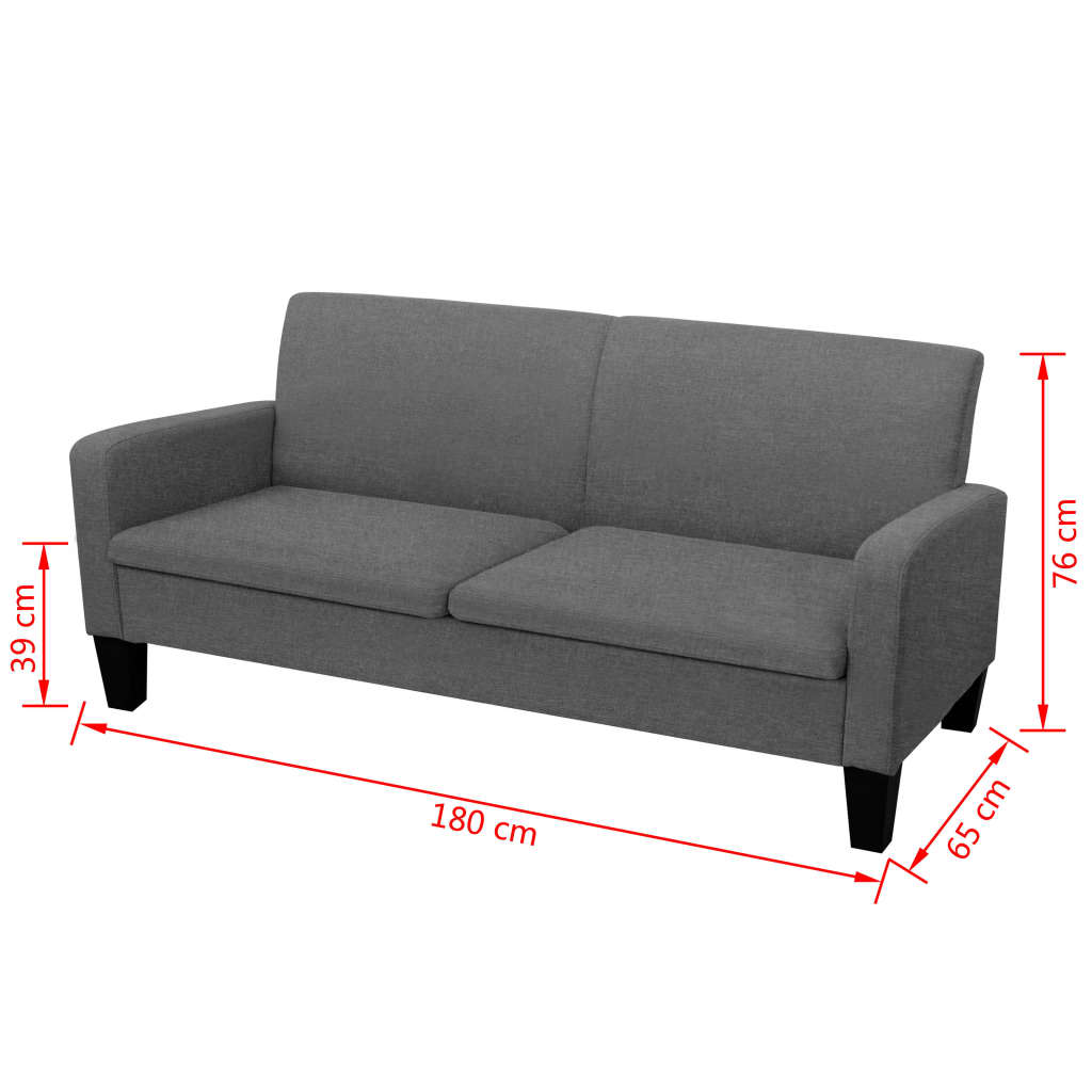 Driezitsbank 180x65x76 cm donkergrijs – afbeelding 4