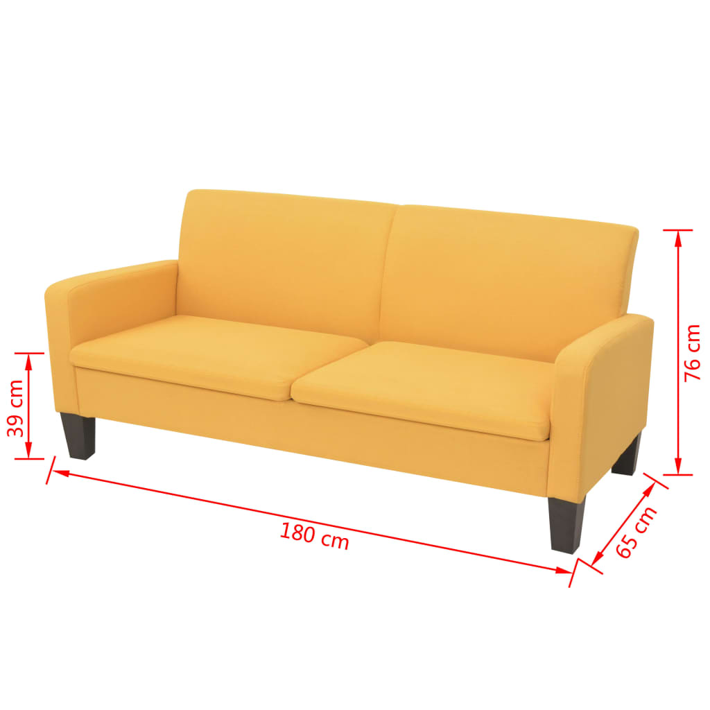 Driezitsbank 180x65x76 cm geel – afbeelding 4