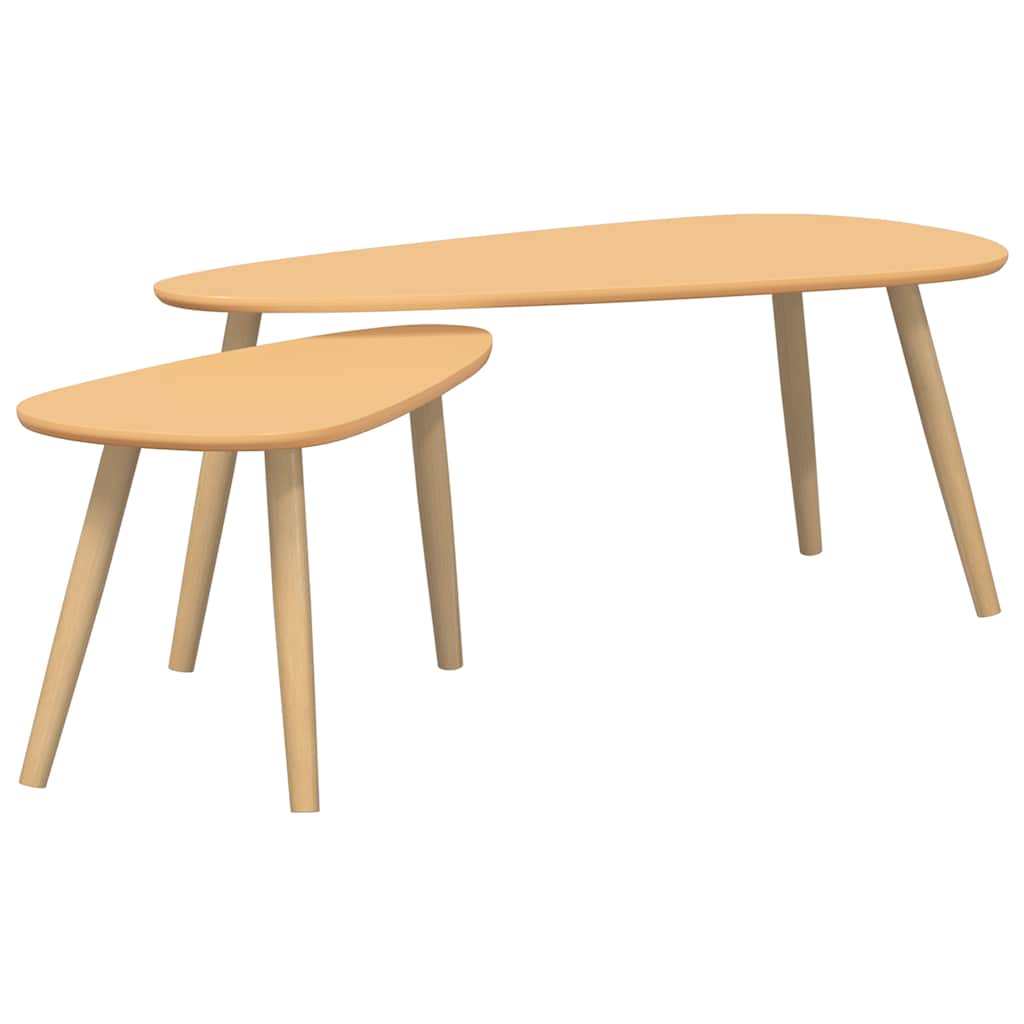 2-delige Salontafelset massief grenenhout bruin – afbeelding 2