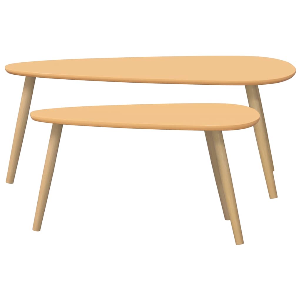 2-delige Salontafelset massief grenenhout bruin – afbeelding 5