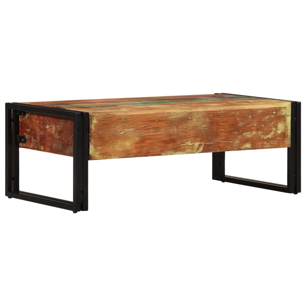 Salontafel met 3 lades 100x50x35 cm massief gerecycled hout – afbeelding 4