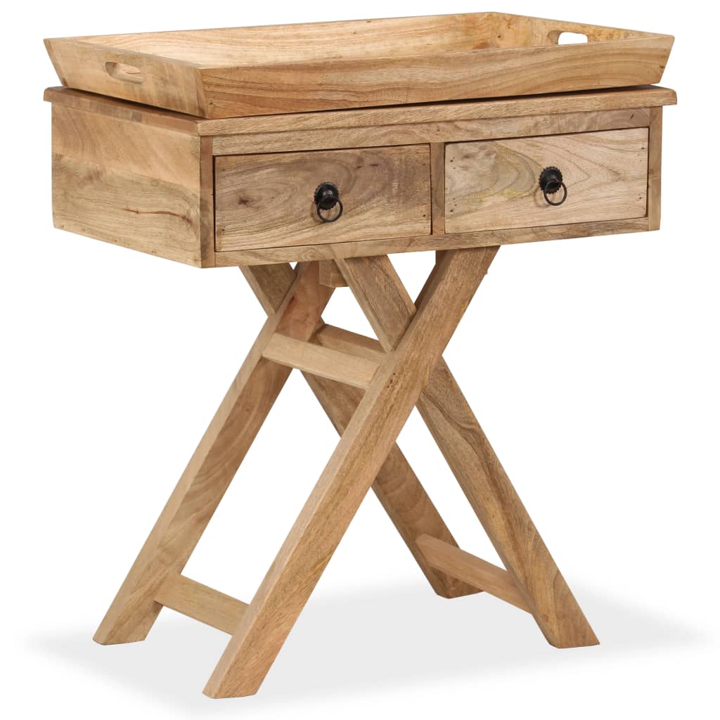 Bijzettafel 65x40x76 cm massief mangohout – afbeelding 1