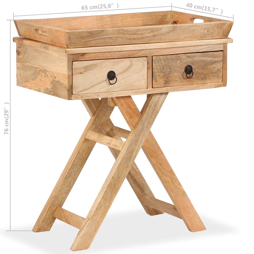 Bijzettafel 65x40x76 cm massief mangohout – afbeelding 9