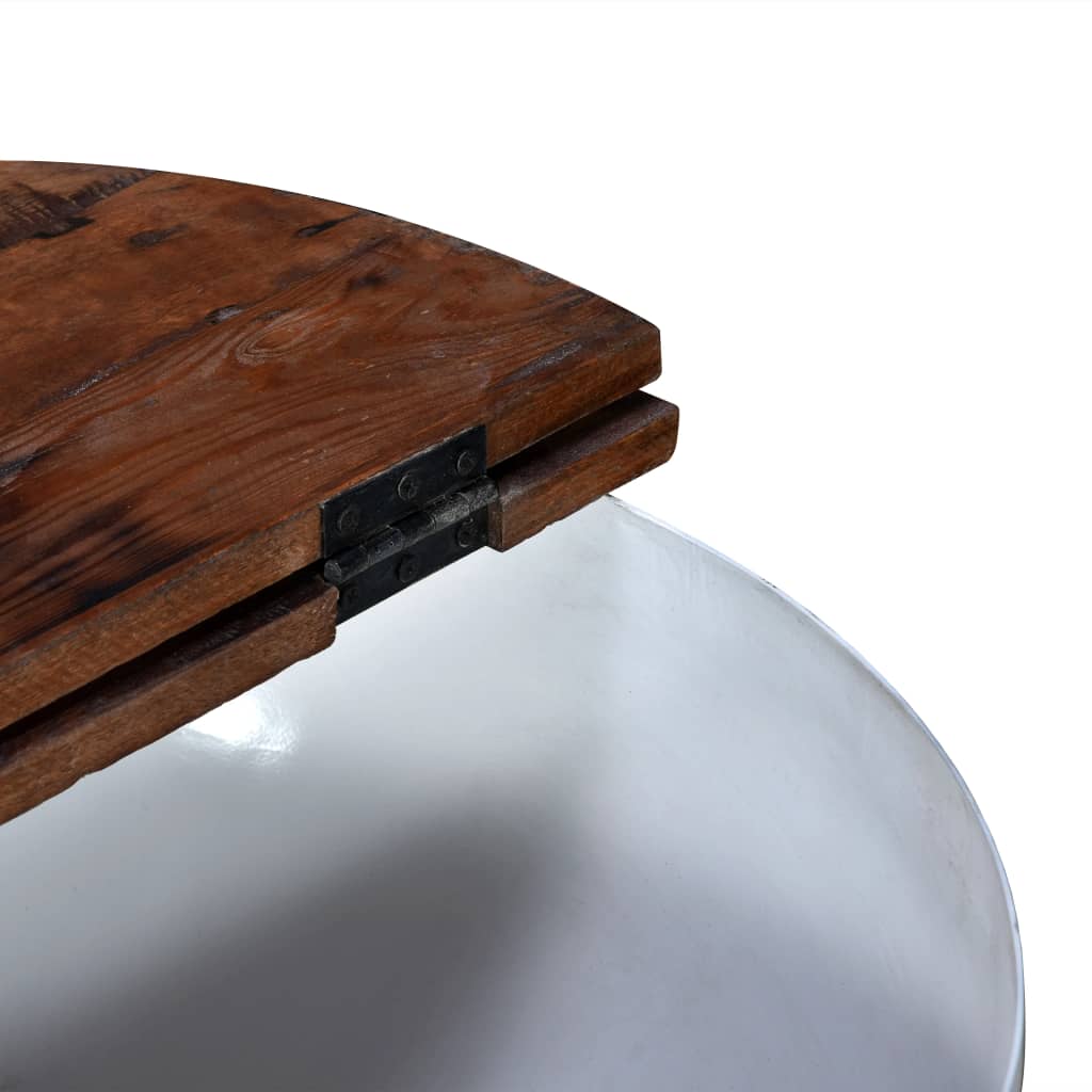 2-delige Salontafelset komvormig massief gerecycled hout wit – afbeelding 8