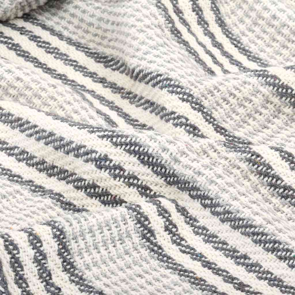 Plaid strepen 125x150 cm katoen grijs en wit – afbeelding 5