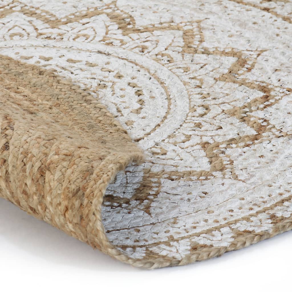 Tapijt met print rond 120 cm gevlochten jute – afbeelding 2