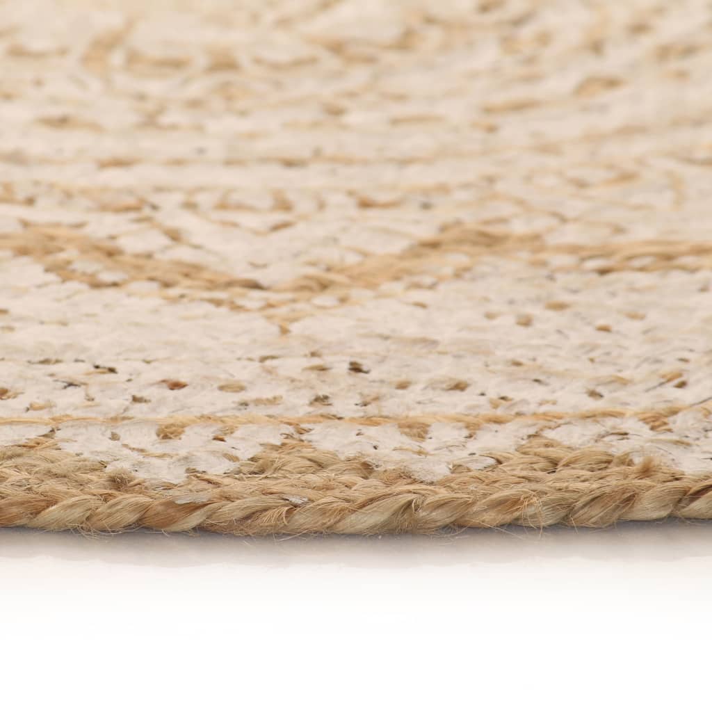 Tapijt met print rond 120 cm gevlochten jute – afbeelding 3