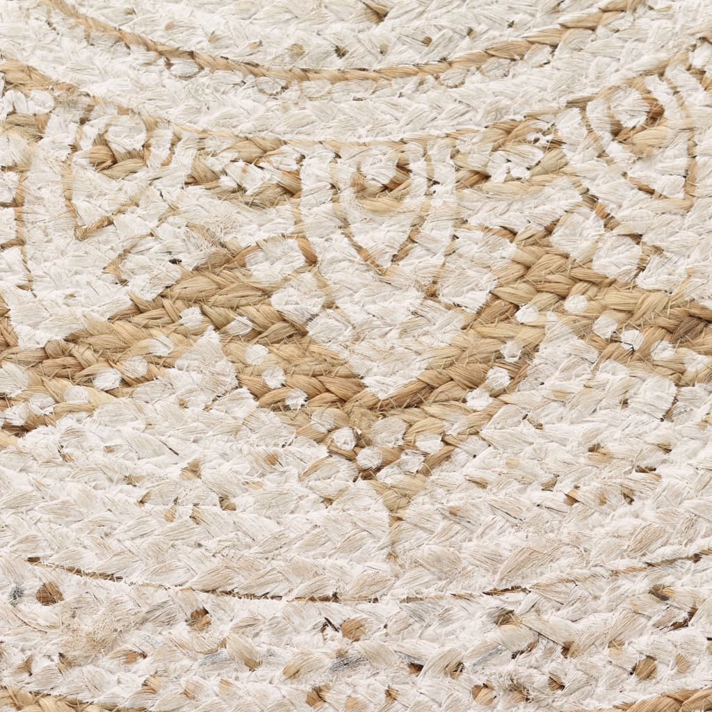 Tapijt met print rond 120 cm gevlochten jute – afbeelding 4