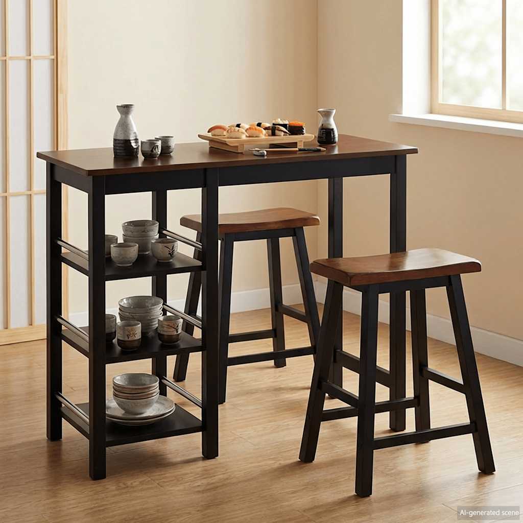 3-delige Barset MDF zwart