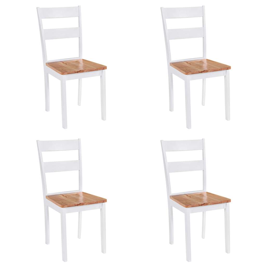 Eetkamerstoelen 4 st massief rubberwood wit