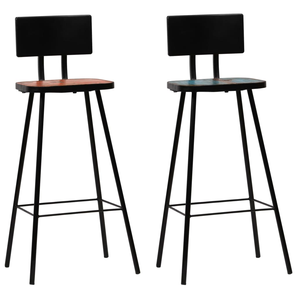 Barkrukken 2 st massief gerecycled hout – afbeelding 1