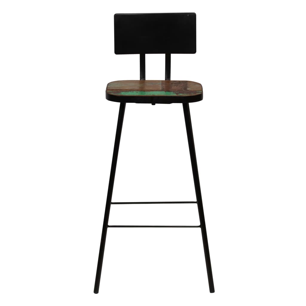 Barkrukken 2 st massief gerecycled hout – afbeelding 2