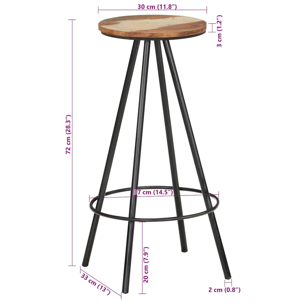 Barkrukken 4 st massief gerecycled hout – afbeelding 8