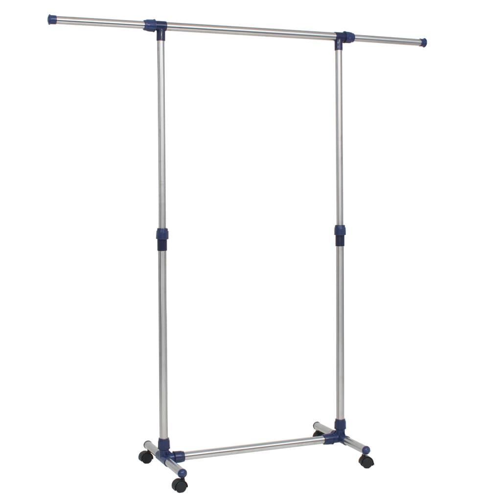 Kledingrek verstelbaar 165x44x150 cm roestvrij staal zilver – afbeelding 2
