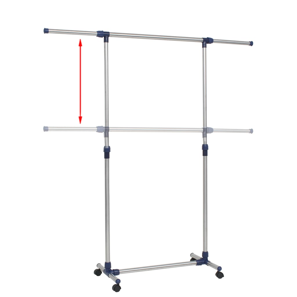 Kledingrek verstelbaar 165x44x150 cm roestvrij staal zilver – afbeelding 3