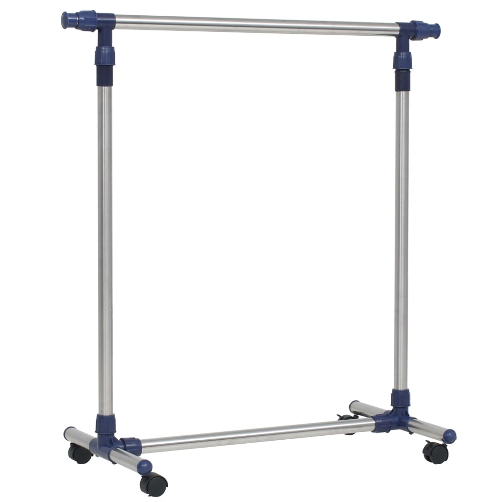 Kledingrek verstelbaar 165x44x150 cm roestvrij staal zilver – afbeelding 4