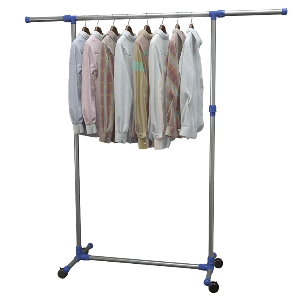 Kledingrek verstelbaar 165x44x150 cm roestvrij staal zilver – afbeelding 7