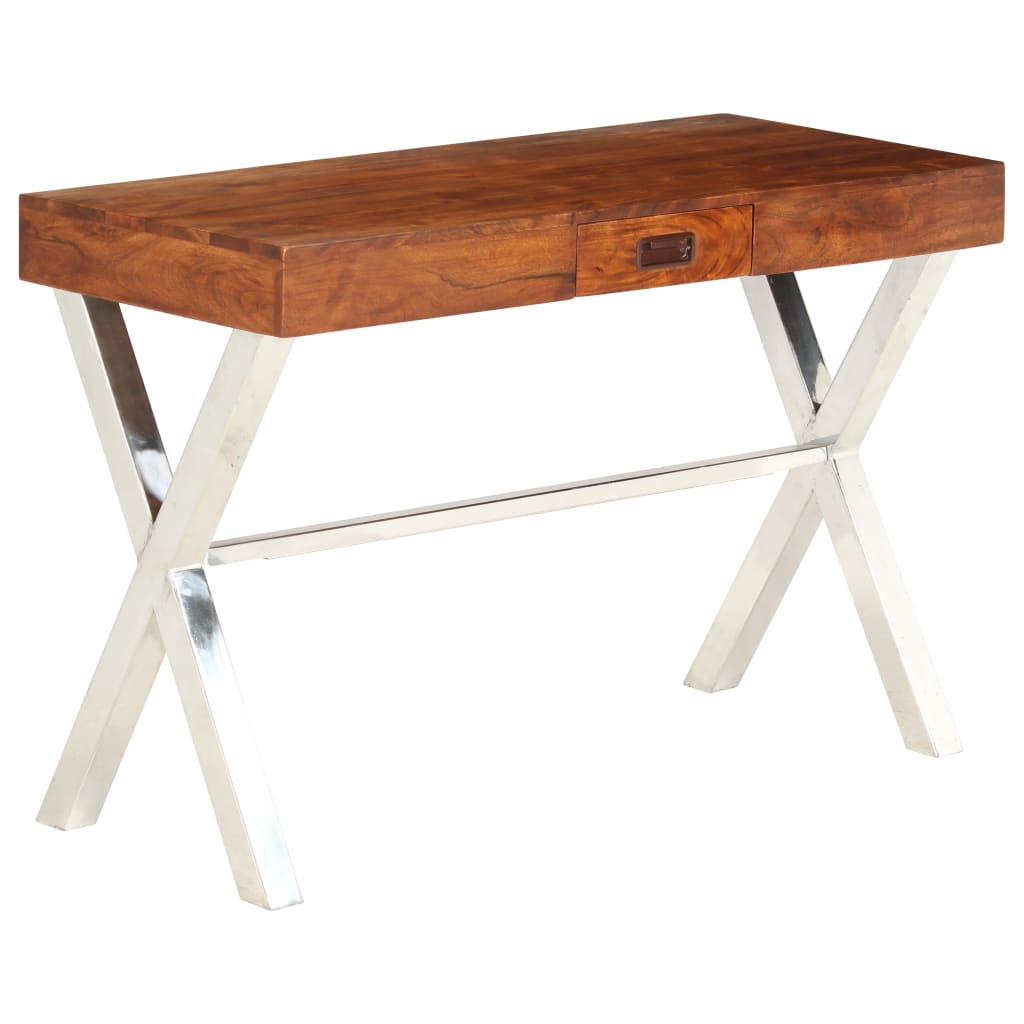 Bureau 110x50x76 cm massief acaciahout en honingafwerking – afbeelding 10