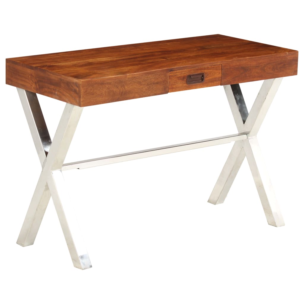 Bureau 110x50x76 cm massief acaciahout en honingafwerking – afbeelding 12