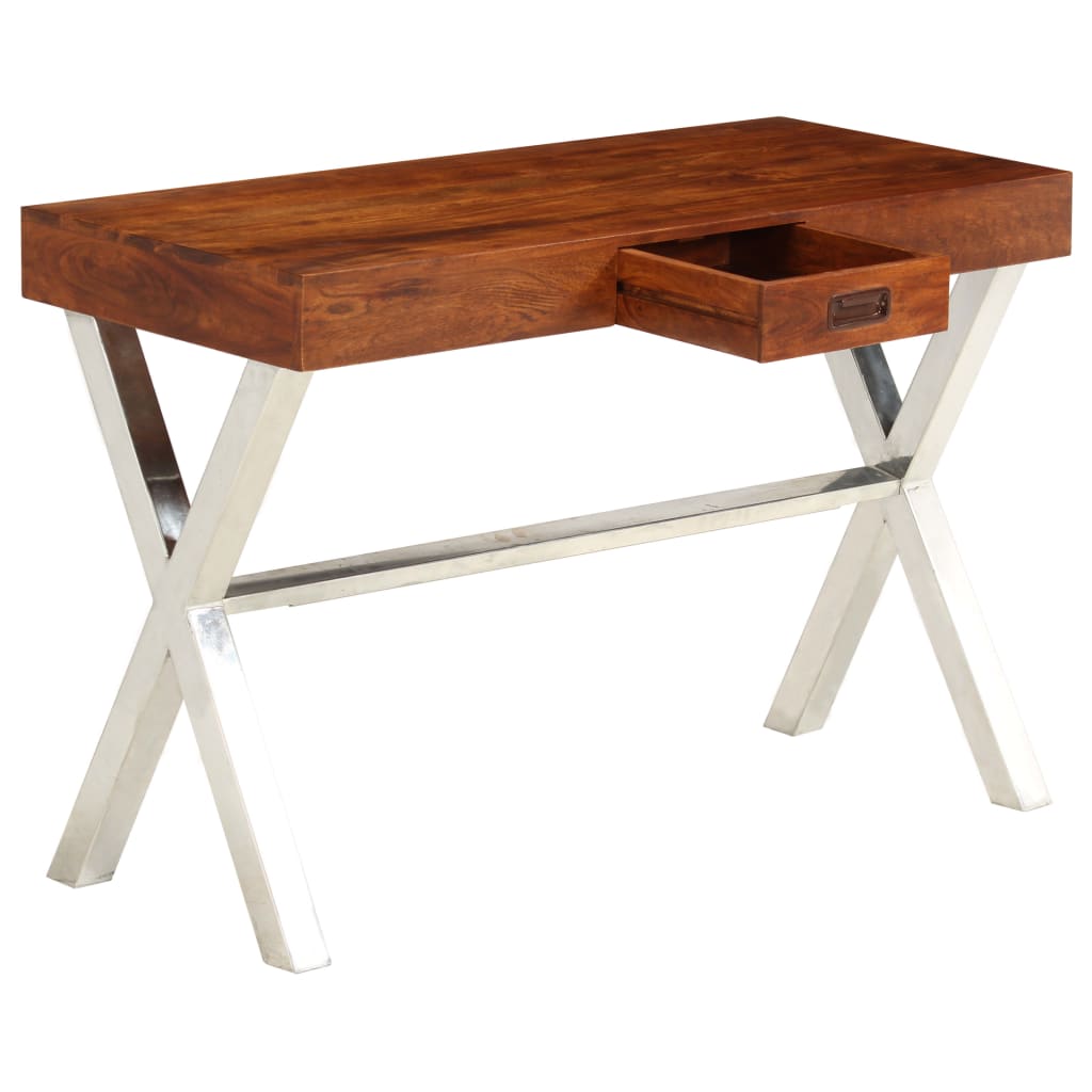 Bureau 110x50x76 cm massief acaciahout en honingafwerking – afbeelding 4