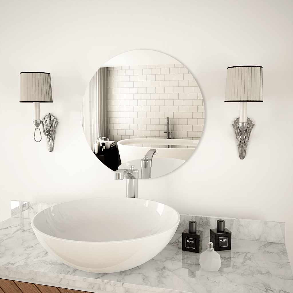 Wandspiegel rond 50 cm glas – afbeelding 3