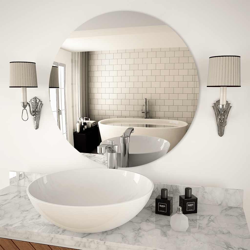 Wandspiegel rond 70 cm glas – afbeelding 3