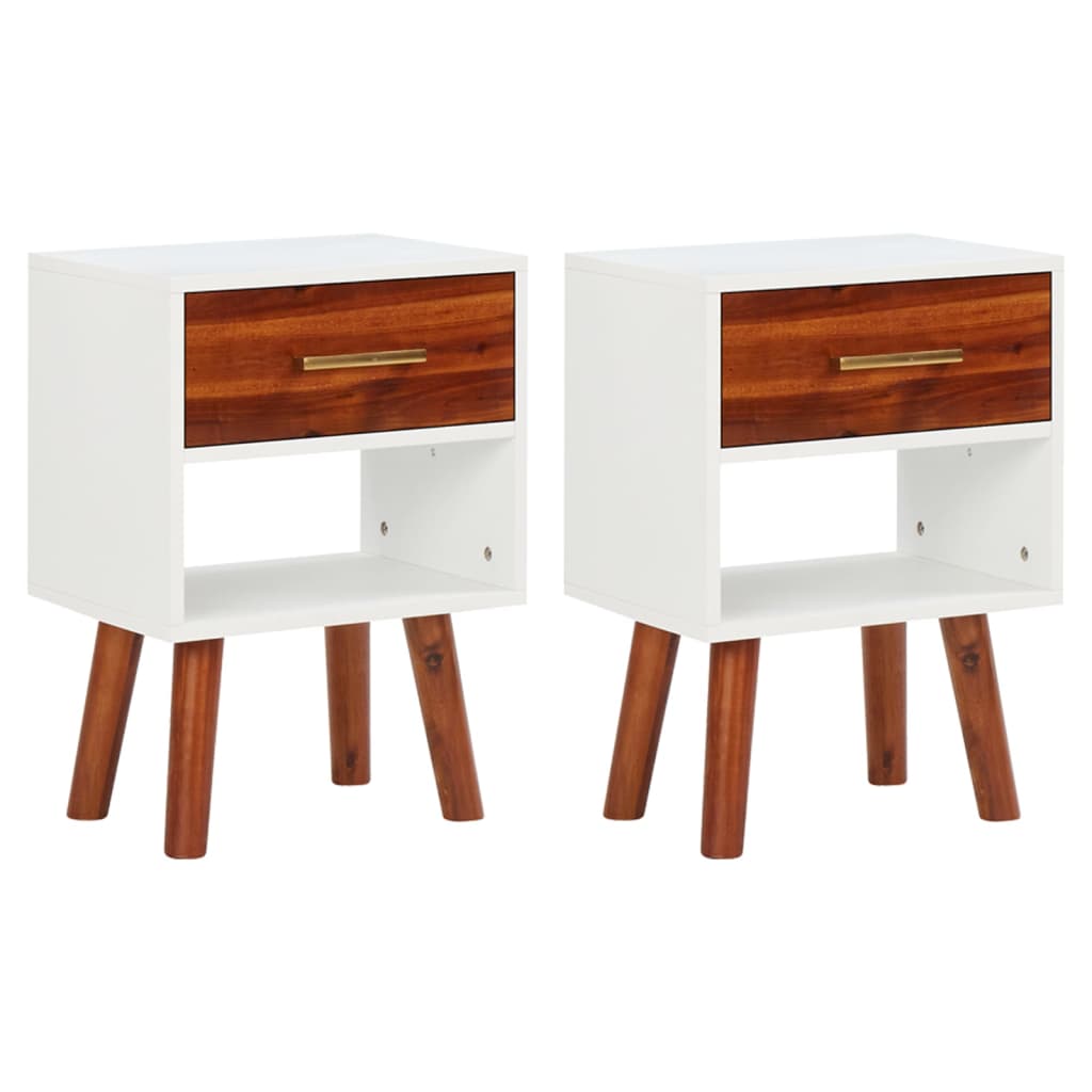 Nachtkastjes 2 st 40x30x57 cm massief acaciahout – afbeelding 1