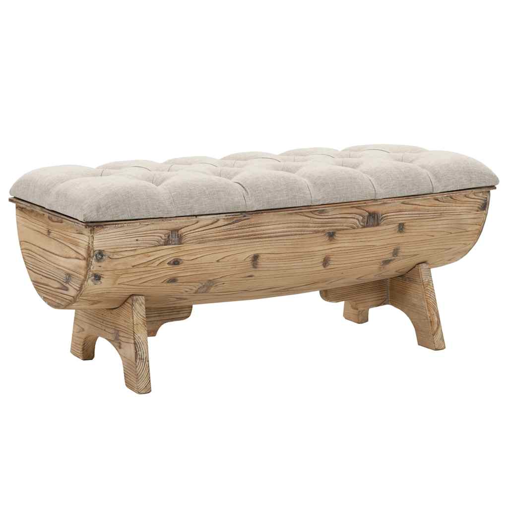 Opbergbankje 103x51x44 cm massief hout en stof – afbeelding 2