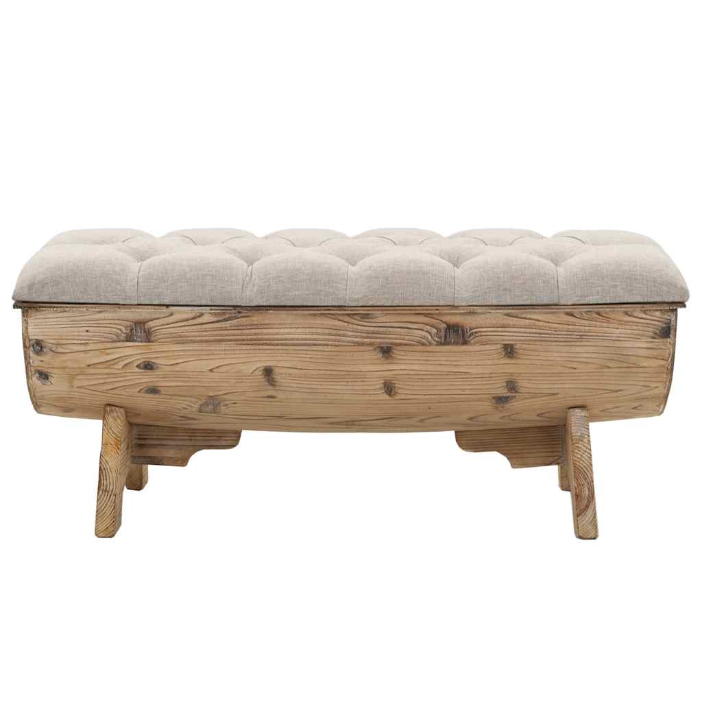 Opbergbankje 103x51x44 cm massief hout en stof – afbeelding 4