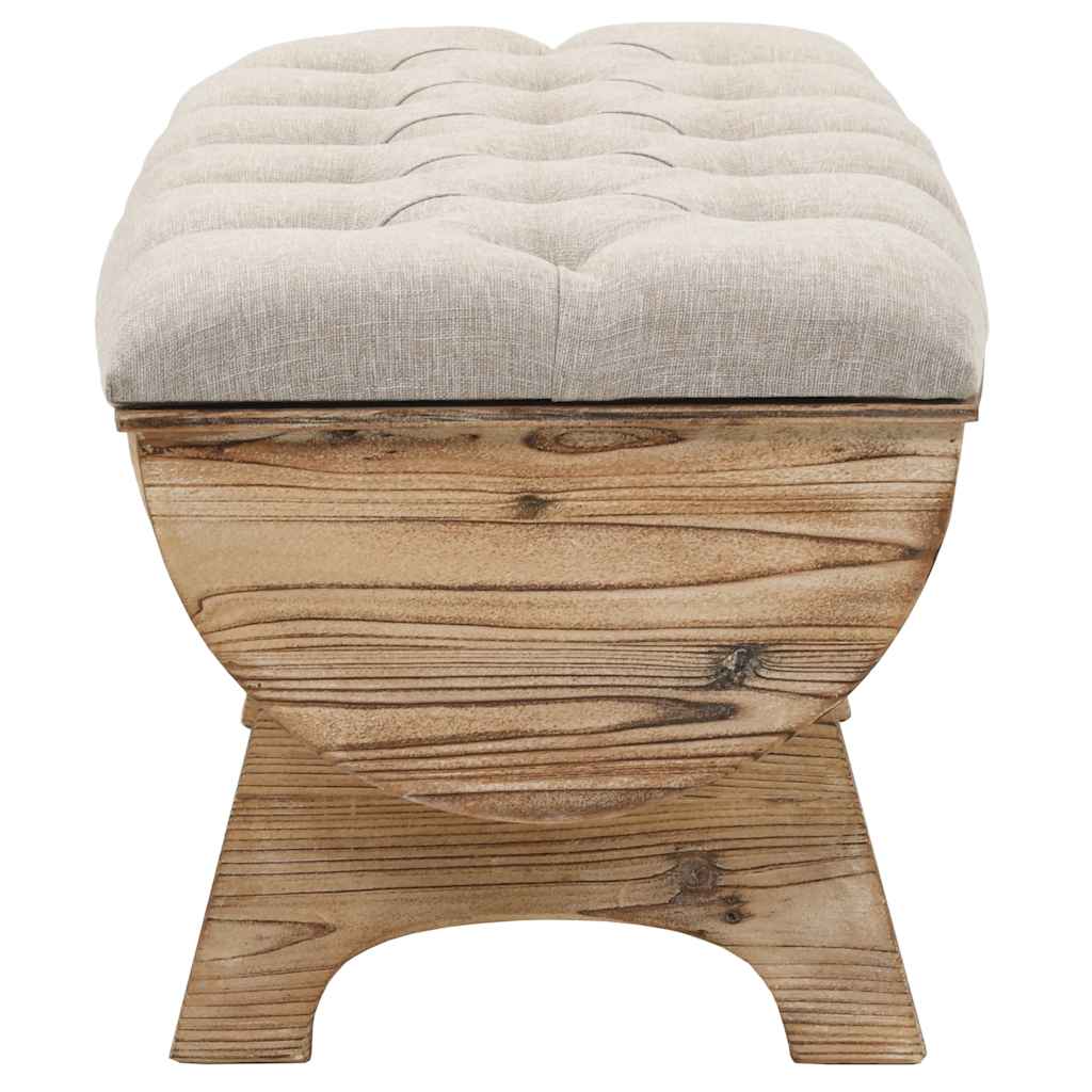 Opbergbankje 103x51x44 cm massief hout en stof – afbeelding 5